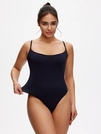 Women’s shapewear bodysuit video – Model walking and turning to show front, back, and side fit for seamless styling